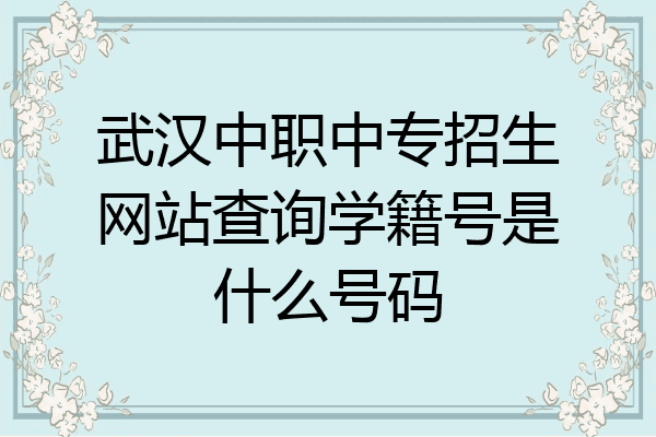 武汉中职中专招生网站查询学籍号是什么号码