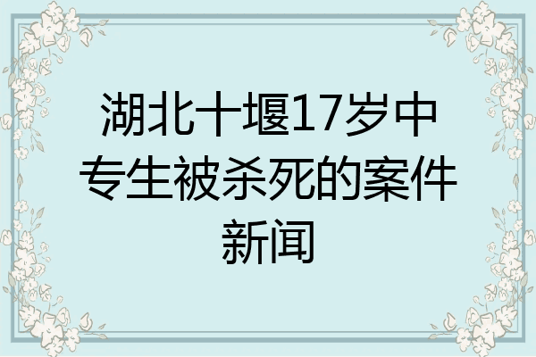 湖北十堰17岁中专生被杀死的案件新闻