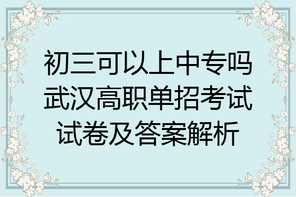 初三可以上中专吗武汉高职单招考试试卷及答案解析