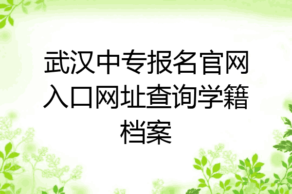 武汉中专报名官网入口网址查询学籍档案