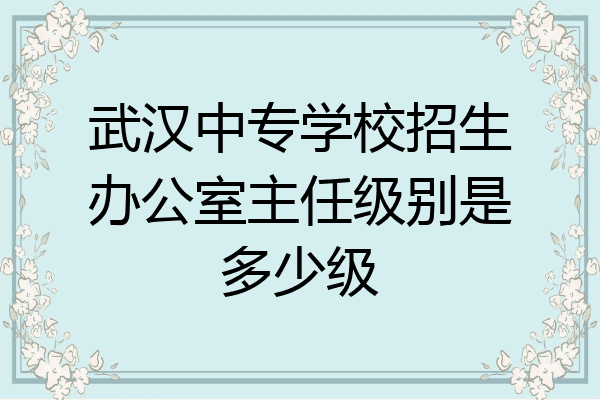 武汉中专学校招生办公室主任级别是多少级