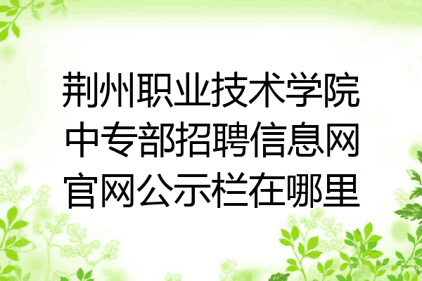 荆州职业技术学院中专部招聘信息网官网公示栏在哪里