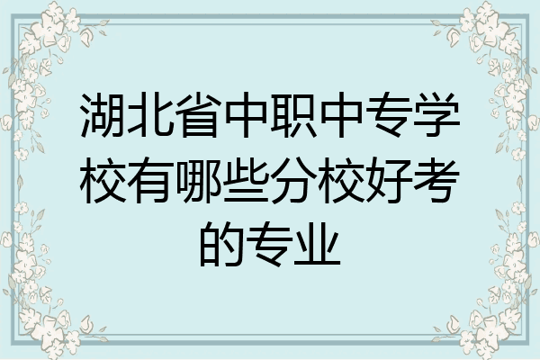 湖北省中职中专学校有哪些分校好考的专业