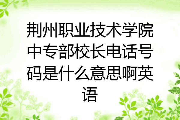 荆州职业技术学院中专部校长电话号码是什么意思啊英语