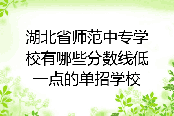 湖北省师范中专学校有哪些分数线低一点的单招学校