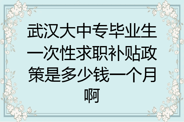 武汉大中专毕业生一次性求职补贴政策是多少钱一个月啊