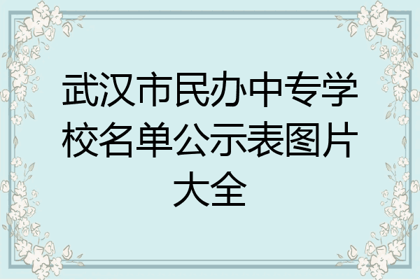 武汉市民办中专学校名单公示表图片大全