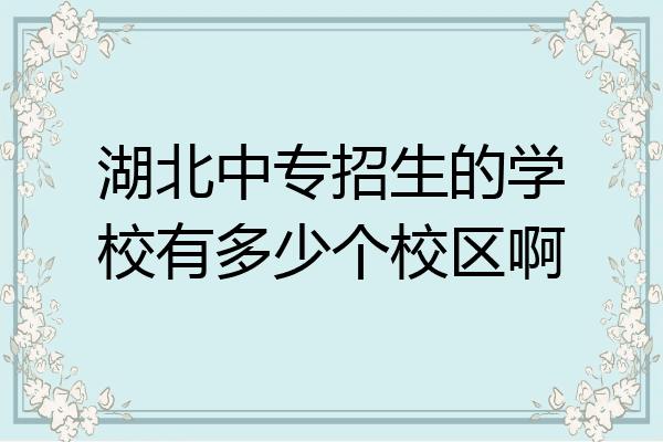 湖北中专招生的学校有多少个校区啊