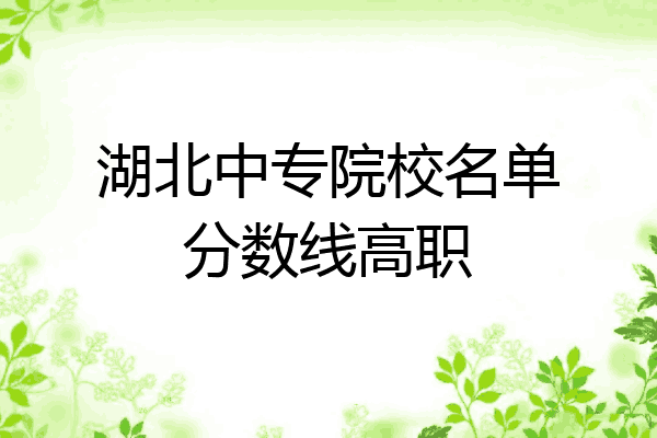 湖北中专院校名单分数线高职