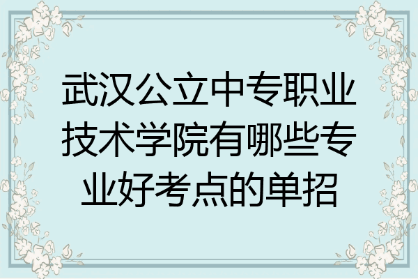 武汉公立中专职业技术学院有哪些专业好考点的单招