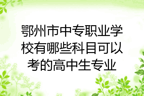 鄂州市中专职业学校有哪些科目可以考的高中生专业