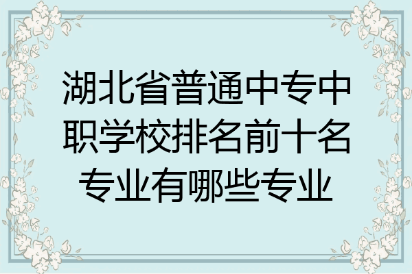 湖北省普通中专中职学校排名前十名专业有哪些专业