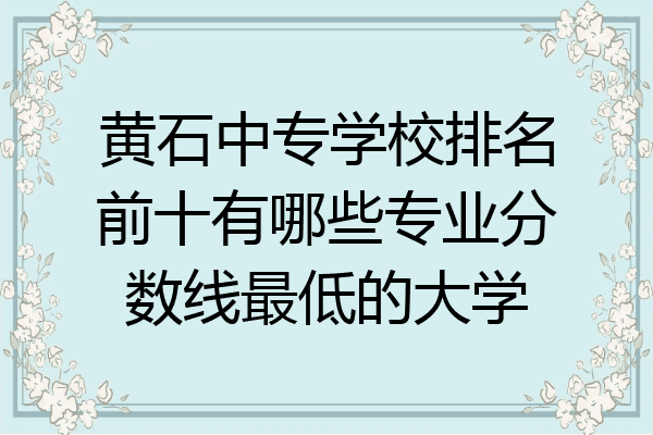 黄石中专学校排名前十有哪些专业分数线最低的大学