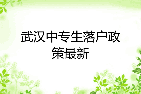 武汉中专生落户政策最新