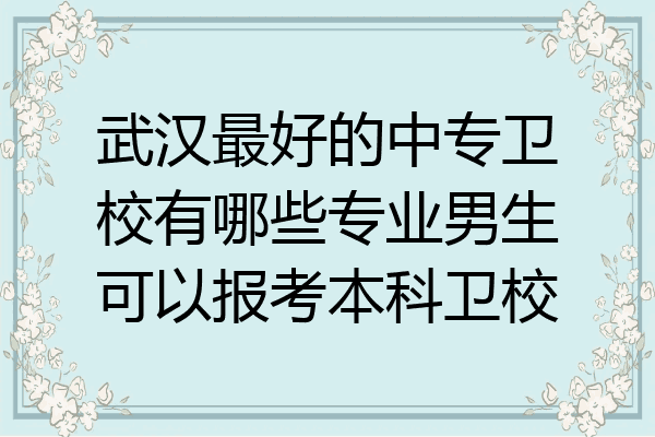 武汉最好的中专卫校有哪些专业男生可以报考本科卫校