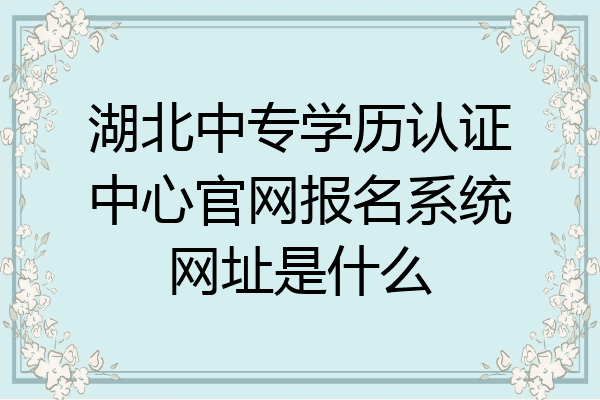 湖北中专学历认证中心官网报名系统网址是什么