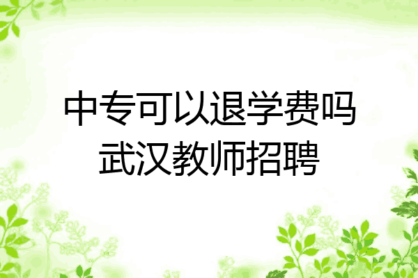 中专可以退学费吗武汉教师招聘