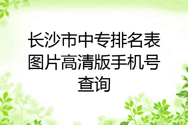 长沙市中专排名表图片高清版手机号查询