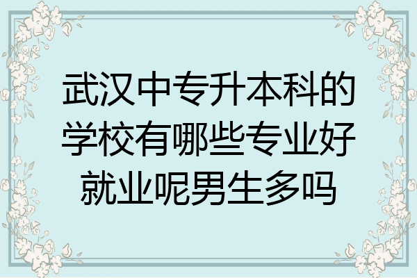 武汉中专升本科的学校有哪些专业好就业呢男生多吗