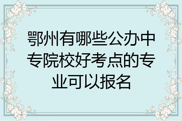 鄂州有哪些公办中专院校好考点的专业可以报名