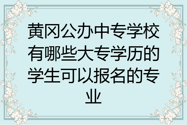 黄冈公办中专学校有哪些大专学历的学生可以报名的专业