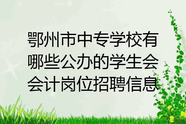 鄂州市中专学校有哪些公办的学生会会计岗位招聘信息