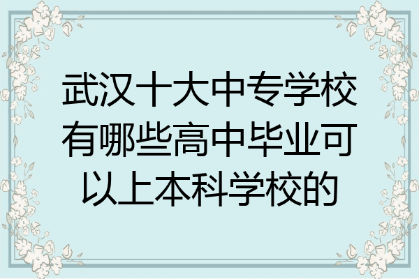 武汉十大中专学校有哪些高中毕业可以上本科学校的