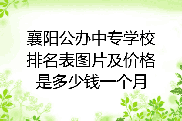 襄阳公办中专学校排名表图片及价格是多少钱一个月