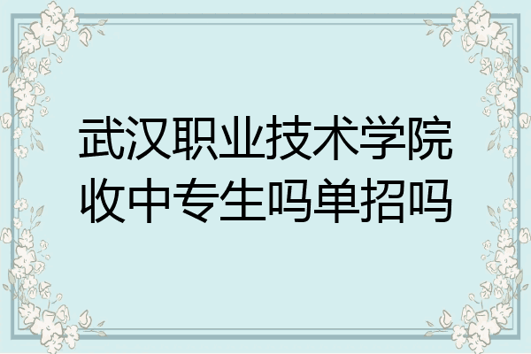 武汉职业技术学院收中专生吗单招吗