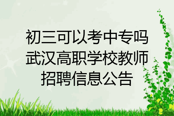 初三可以考中专吗武汉高职学校教师招聘信息公告