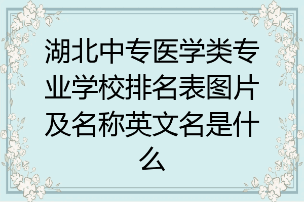 湖北中专医学类专业学校排名表图片及名称英文名是什么