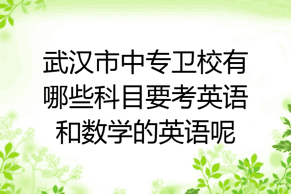 武汉市中专卫校有哪些科目要考英语和数学的英语呢