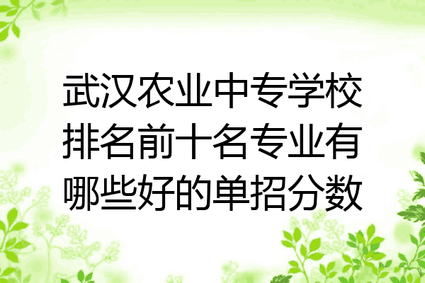 武汉农业中专学校排名前十名专业有哪些好的单招分数