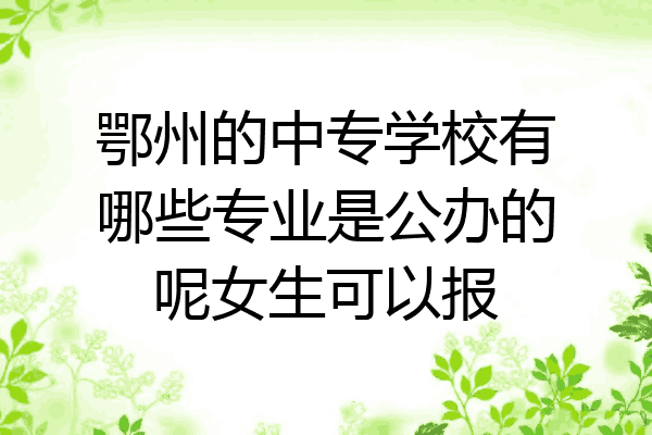 鄂州的中专学校有哪些专业是公办的呢女生可以报