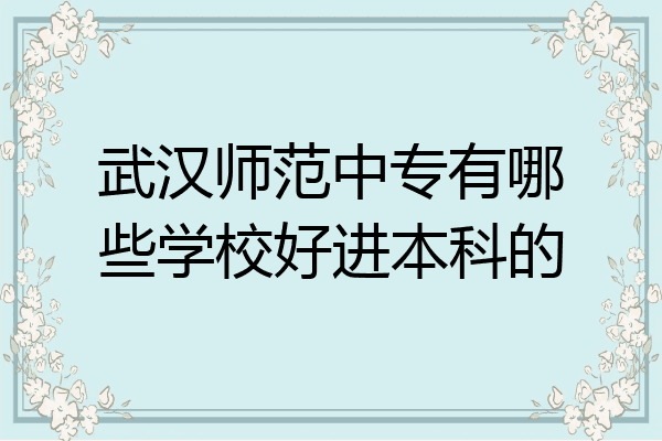 武汉师范中专有哪些学校好进本科的