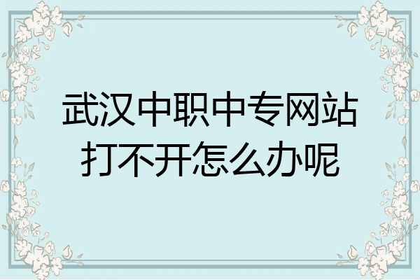 武汉中职中专网站打不开怎么办呢