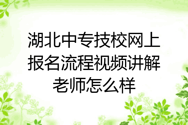 湖北中专技校网上报名流程视频讲解老师怎么样