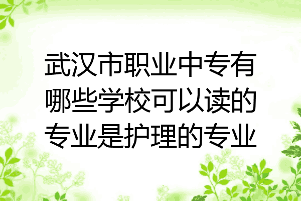 武汉市职业中专有哪些学校可以读的专业是护理的专业