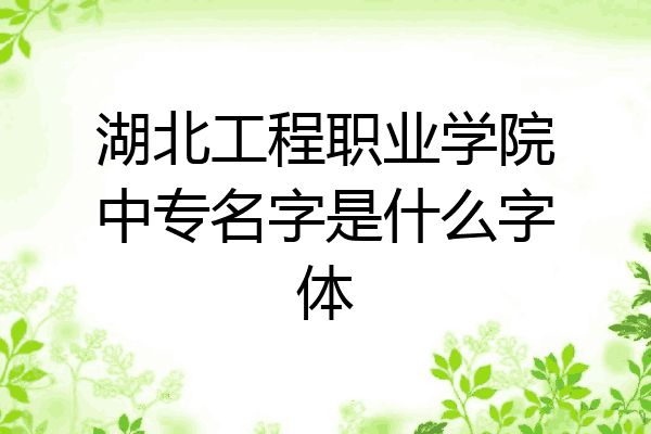 湖北工程职业学院中专名字是什么字体