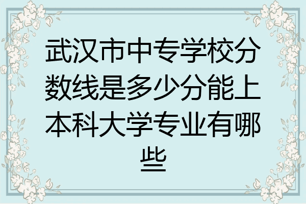 武汉市中专学校分数线是多少分能上本科大学专业有哪些