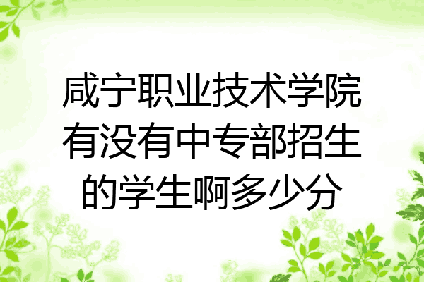 咸宁职业技术学院有没有中专部招生的学生啊多少分