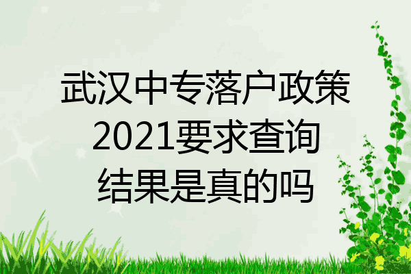 武汉中专落户政策2021要求查询结果是真的吗