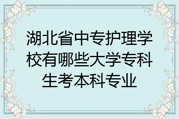 湖北省中专护理学校有哪些大学专科生考本科专业