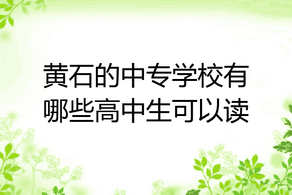 黄石的中专学校有哪些高中生可以读