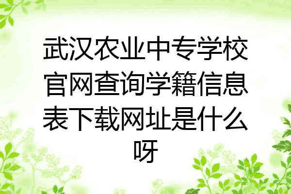 武汉农业中专学校官网查询学籍信息表下载网址是什么呀