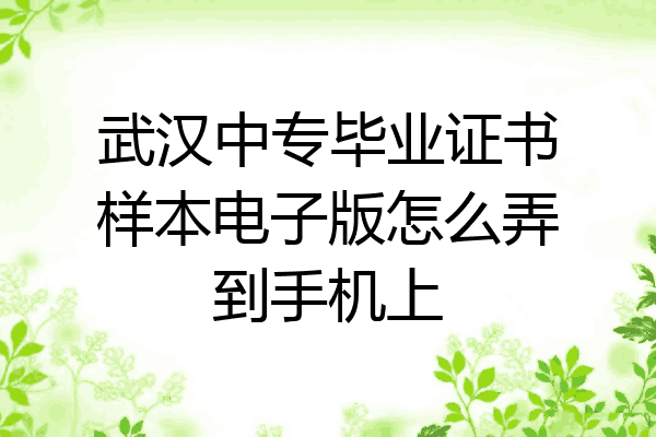 武汉中专毕业证书样本电子版怎么弄到手机上