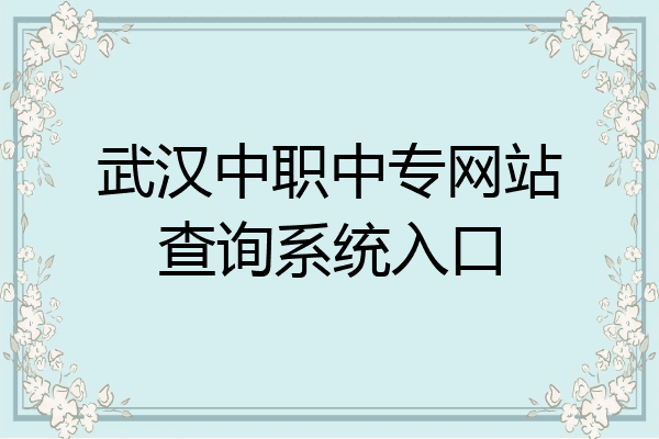 武汉中职中专网站查询系统入口