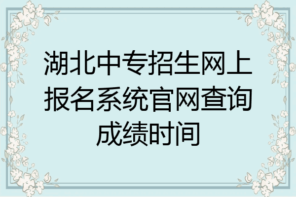 湖北中专招生网上报名系统官网查询成绩时间