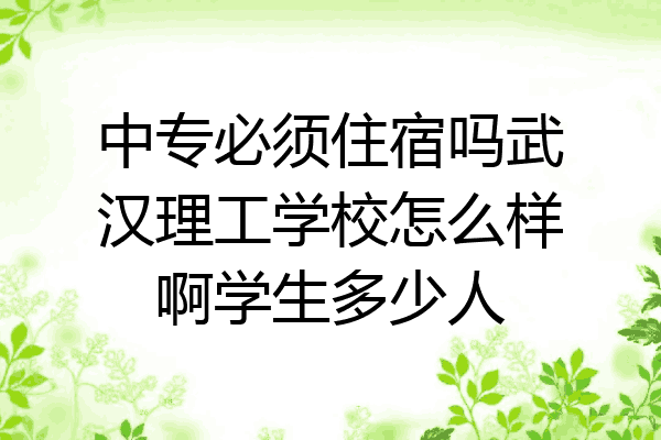 中专必须住宿吗武汉理工学校怎么样啊学生多少人