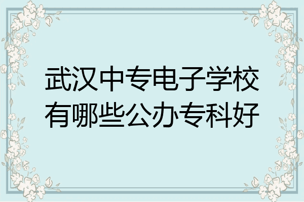 武汉中专电子学校有哪些公办专科好